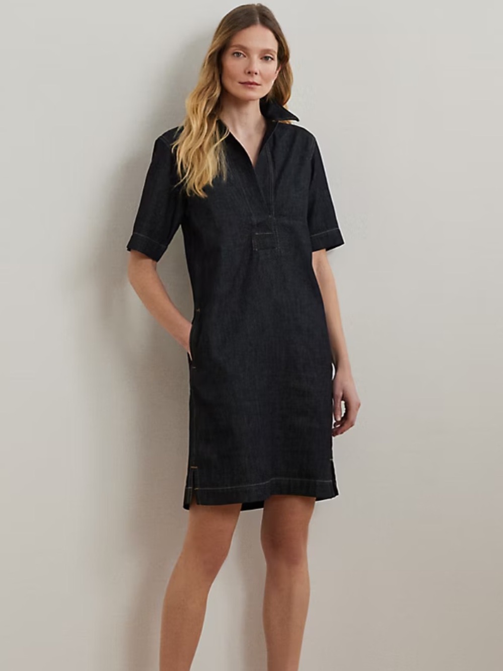Ralph Lauren Black Denim Polo-Style Shift Dress